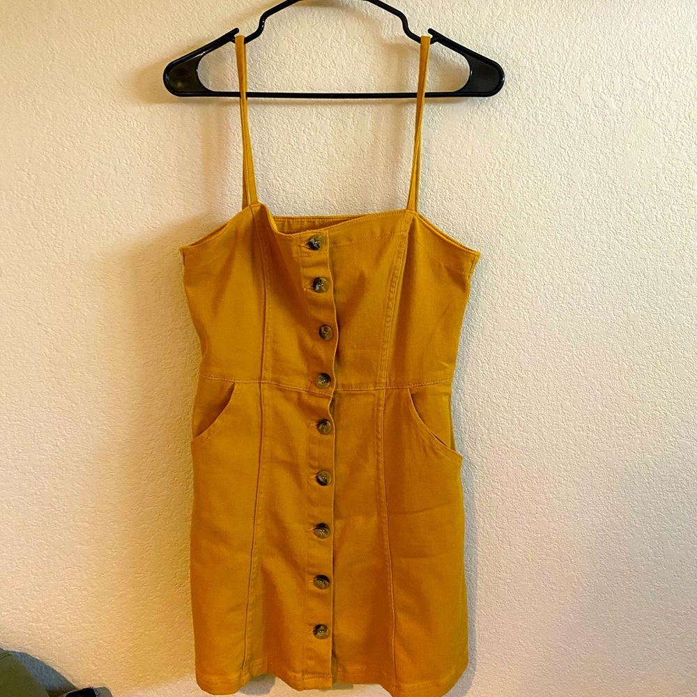 Button up spaghetti strap dress